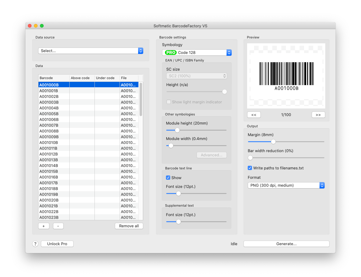 Bulk Barcode Generator Screenshot